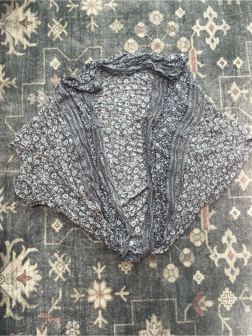 Floral-Print Open Front Women's Kimono Cardigan - Blue